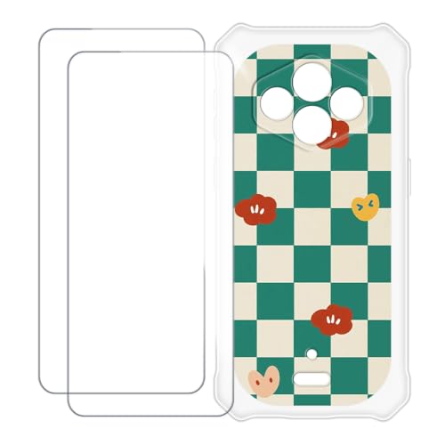 UOGNADGD �J�o�[ Ulefone RugKing 3 Pro �Ƃ̌݊������� �J�X�^���J���t���P�[�X�{�����K���X�ی�t�B����2���t�� ? �Ռ��z�������h�~ (�΂̊i�q��)