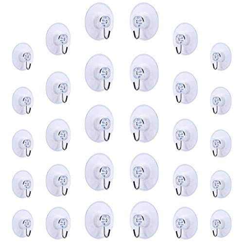 FOGAWA Ventosas para Cristal 30 Pcs 3 tamaños Ganchos de Succión Perchas Ventosa Transparente Ventosas con Gancho Colgadores a Baño Cocina Ventana Vidrio Espejo para Suspender Decoración