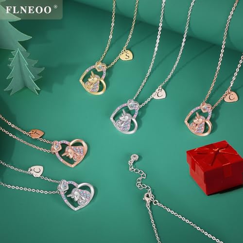 Unicorn Gifts for Little Girls Jewelry - 14K Gold Plated Unicorn Necklace With Initial Personalized Gifts for Preteen Girls Heart CZ Pendant Hypoallergenic Unicorns Jewelry Birthday Gifts for Girls3
