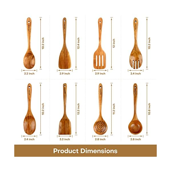 Wood Spoons for Cooking,Nonstick Kitchen Utensil Set,Wooden Spoons ...