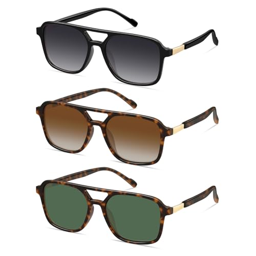 Image of GRFISIA Retro Aviator Sunglasses for Women Men Trendy Rectangle Womens Mens Sun Glasses Shades for Driving Vacation UV400