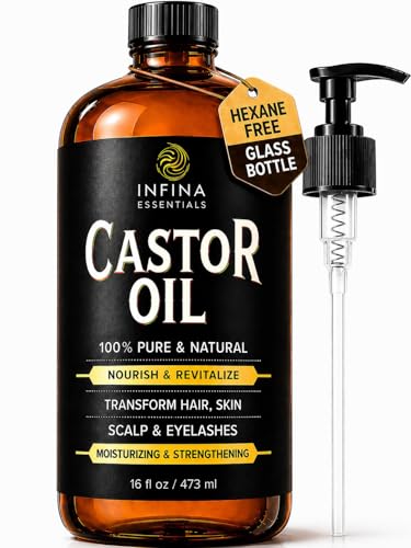 INFINA ESSENTIALS Pure Cold Pressed Castor Oil - Hexane Free, Gla...