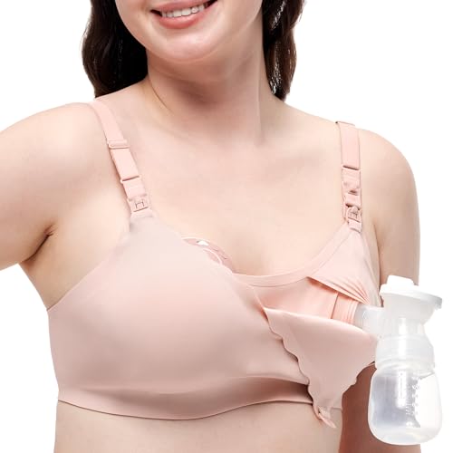Image of Momcozy 4-in-1 Pumping Bra Hands Free for All-Day Wear, Breast Pump Bra with Cooling Fabric Jelly Strip Support Nursing Bra