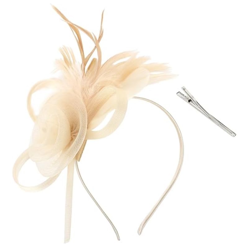 Sunshinesmile Bride Elegant Fascinator Headband with Mesh Flower, Pearl Detail, Special Occasion Hat