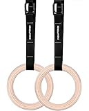 Power Gymnastic Rings (Steel Rings + Competition Straps) - Quick adjustment Straps, powder coated Metal Rings - Premium, Heavy Duty