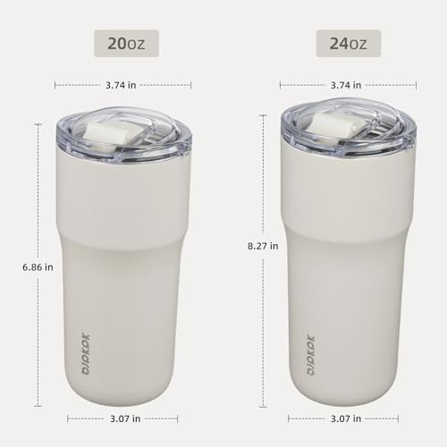 Image of BJPKPK 20oz Spill Proof Coffee Tumbler, Insulated Stainless Steel Cup | Double Wall Vacuum, Leakproof Lid, Keeps Hot /Cold /Iced, BPA Free, Dishwasher Safe, Cupholder, Travel, White
