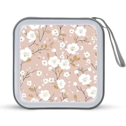 DuduYH Cute Pink Floral Pattern CD Case DVD Storage Case Portable for Car Home Travel