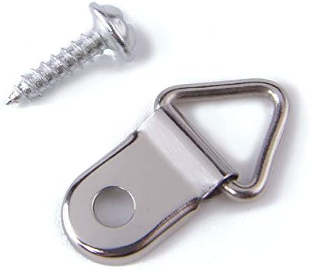 EDCarrying 100 Pack Heavy Duty Triangle Ring Picture Hangers with Screws Single Hole EDC-02