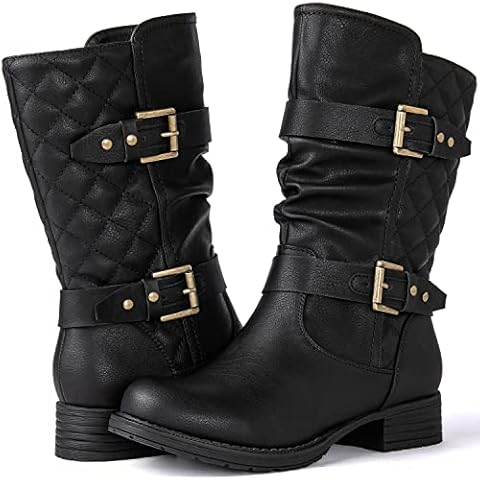 GLOBALWIN Mid-Calf Quilted Dress Boots Cover
