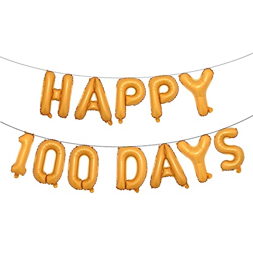 Image of Alphabet Letters Foil Balloons Set Happy 100 Days Banner Baby Shower Birthday Party Decoration Supplie (100 DAYS Orange)