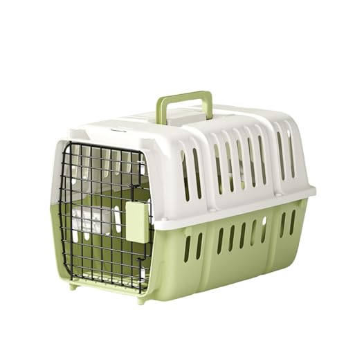 Diggly ペットキャリー 猫 キャリー 犬 ゲージ ハードキャリー 取手付き 室内用ハウス お出かけ 旅行 S/Mサイズ 小型犬〜中型犬 航空輸送対応ペットキャリーケース 通気性&組立簡単 ケージアウトボックス キャンピングキャリー (グリーン,S)