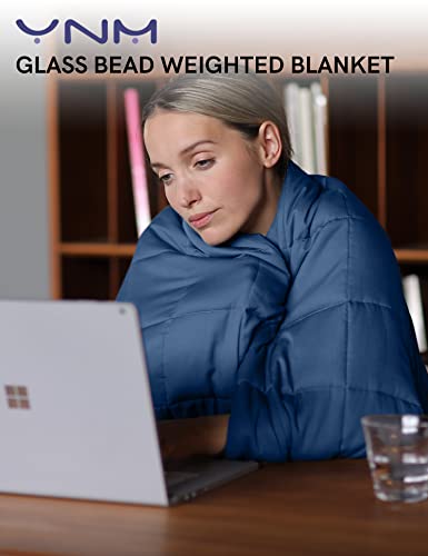YnM Weighted Blanket,Heavy 100 Percent Oeko-Tex Certified Cotton Material, Bed Blanket for One Person of 240lbs, Ideal for Queen/King Bed (60x80 Inches, 25 Pounds, Monaco Blue)