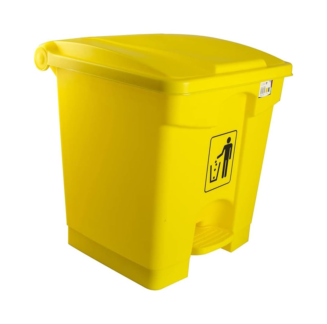 Cleano Garbage Bin Plastic With Pedal 45 Liter, Pedal-Type Trash Bin for Living Room Studio Kitchen Outdoor Waste Bin with Lid Gray trash can dustbin-Size 58x40x40cm