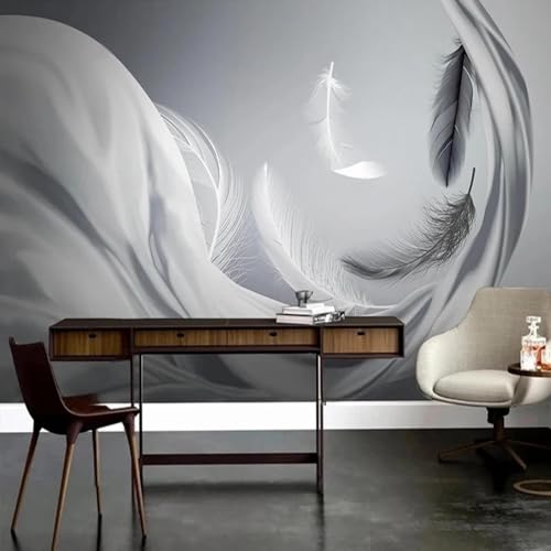 Papier peint 3D de plumes pour décoration murale salon - 3