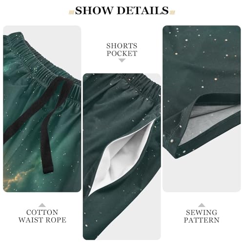 Glowing Star Cloud Teal Pajama Shorts for Men Lounge Pants Athletic Shorts Mens Casual Pajama Shorts with Pockets, S-XXL4