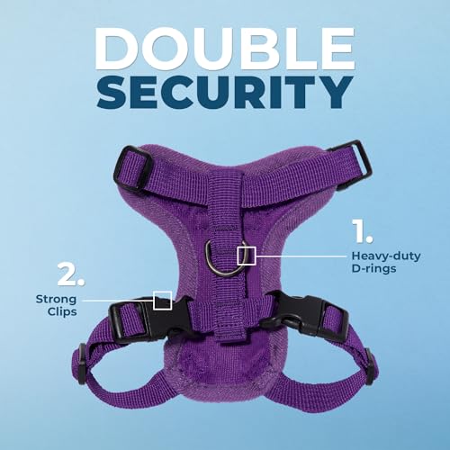 Image of Voyager Escape-Proof Step-in Lock Cat Harness & 5ft Neoprene-Handle Leash Set All-Weather Mesh with Reflective Stitching for Small to Large Cats by Best Pet Supplies, Purple, XXS