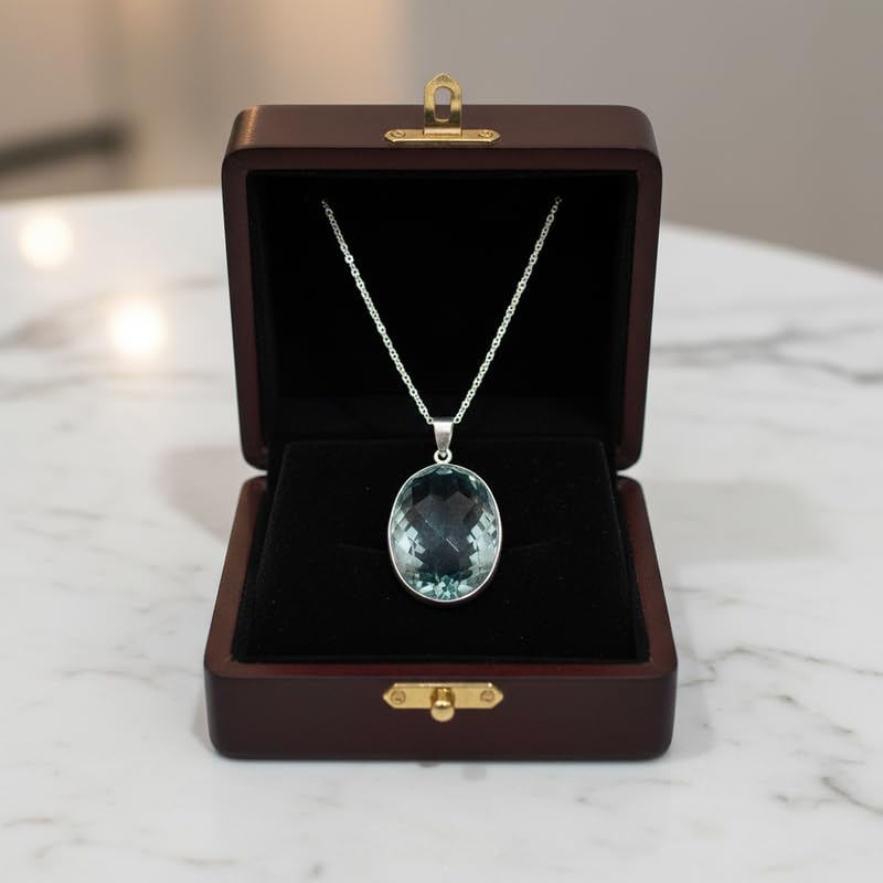 Collier quartz bleu naturel, le cadeau idéal avec sa pierre ovale - 4