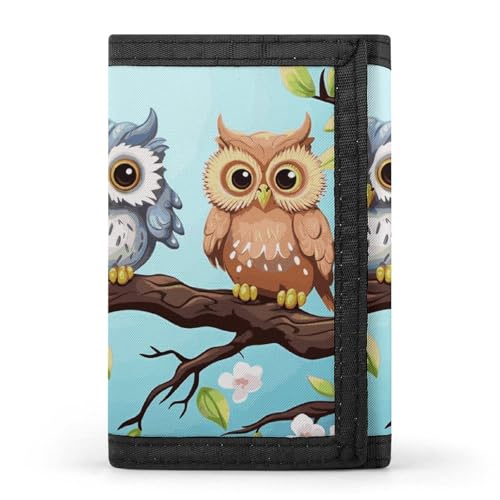 Owls on A Branch Trifold Wallet, Card Cases And Money Oganizer Thin Stylish Mini Coin Bag with Zipper Coin Pocket Credit for Men And Women