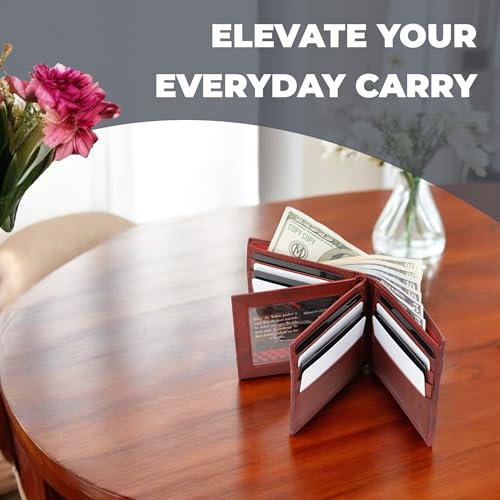 AG Wallets Bifold Leather Wallet for Men - Men’s Wallet with Double Center Flap & 3 ID Windows - Compact Wallet for Men - Cash Wallet with 12 Card Slots & 2 Billfold Compartments - Burgundy2