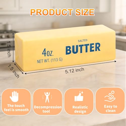 Slow Rising Butter Squishy, Butter Stick Cute Squeeze Stress Balls, Soft Foam Stick Stress Reliever for Adults (Butter Stick, 5pcs) — view 2