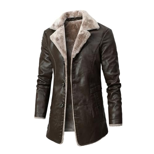 Veste longue en cuir pour hommes FGRID manteau hiver business moto