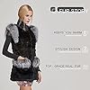 Fur Story Women's Genuine Rabbit Fur Coat With Fox Fur Cuffs Warm Winter Coat Black Long Jacket