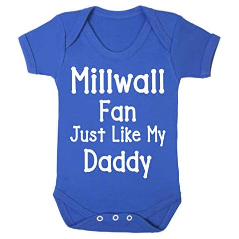 Millwall Just Like Daddy Football Fan Baby Grow Vest Boy Girl Gift Romper Newborn Shower Age 0-3 Months Blue Cover