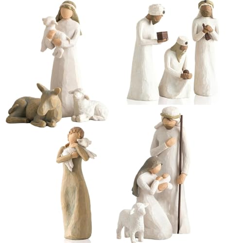 LeeDert 10-teiliges Krippenfiguren-Set,Weihnachtskrippe aus Harz,...