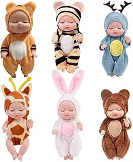 LANGYA Mini Reborn Dolls, 4.33inch/11cm Mini Full Body Babies Doll With Clothes, Handmade Lifelikes Newborn Reborn Toddler Gift For Christmas Birthday, 6 pieces