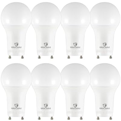 Great Eagle Lighting Corporation 60W GU24 LED Light Bulb, Non Dimmable, 3000K Cool White, UL, Twist-in 2 Prong (8-Pack)