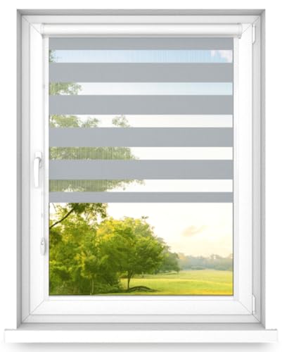 Time4blinds Zebra Roller Day and Night Blind for Window and Door - Aluminium Cassette, Double Translucent Fabric, Stick-on, No Drill - Width 50-160cm, Height 50-200cm