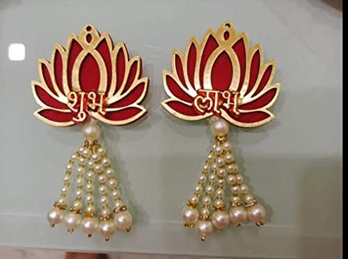 Image of Sanvatsar Home Lotus Door Hanging with Shubh Labh | Diwali Showpiece Gift, Corporate Gift, Diwali Decoration, Home Decoration, Lotus Wall Decorations