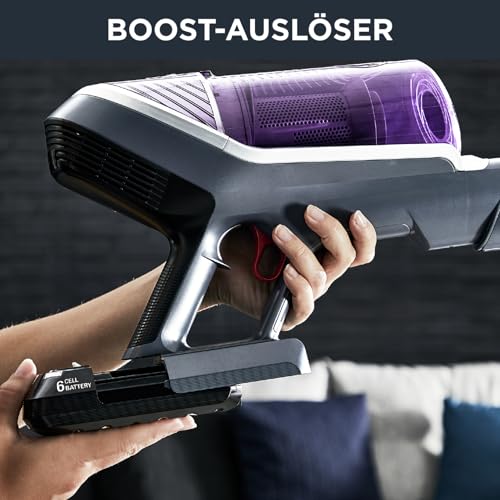 Rowenta X-Force Flex 8.60 Allergy, Kabelloser Akku Staubsauger, Allergiefilter, Flex-Gelenk, bis 45 min Akku-Laufzeit, Fugendüse, Polsterdüse, RH9638WO, Lila/Grau