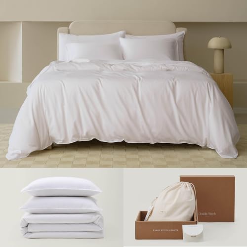 Double Stitch Cotton Tencel Duvet Cover - King Size Comforter Cover, Luxury & Soft Eucalyptus...