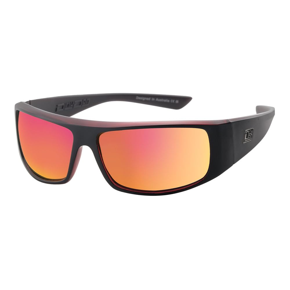 Dirty Dog SHARKY Unisex Sunglasses - Satin Black/Polarized Red Fusion Lens 53806
