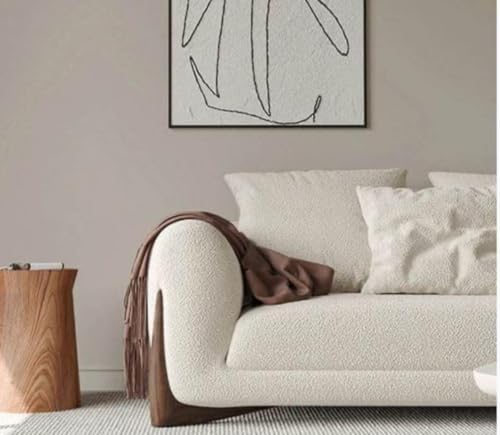 Image of Modern 3-Seater Sofa, Boucle Fabric, Curved Arms, Walnut Wooden Legs, (Beige, 3 Seater)