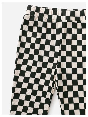 SOLY HUX Toddler Girl's Checkered Flare Leggings High Waisted Bell Bottom Pants Workout Athletic Trousers4