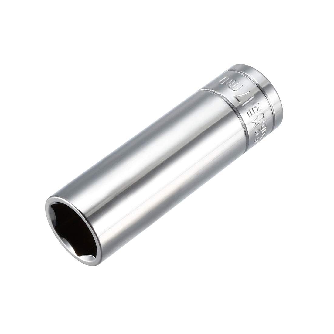 TOP-VIGOR 1/2 Inch Drive 17mm 6-Point Deep Socket, Metric, Cr-V Drive Socket (Polishing) for Auto Repairing and Household
