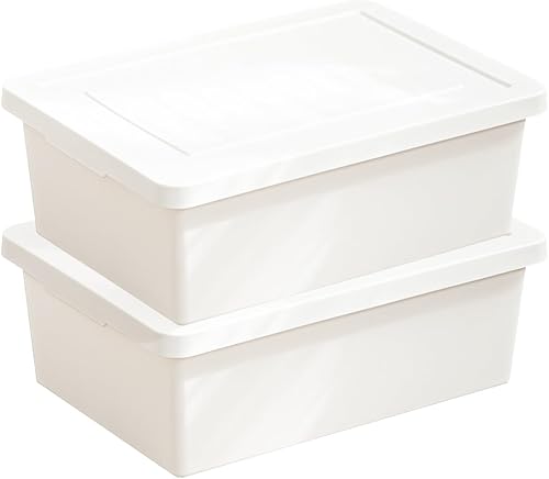 Contenedores de almacenamiento de plástico apilables de 15 cuartos de galón con tapas, contenedor de almacenamiento para organizar, cajas de