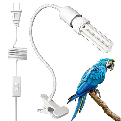 GlowUp UVB 2.4 Bird Cage Lighting Combo Kit Bird Light for Captive Birds 360 Rotatable Clip Lamp with 20W UVB 2.4 Compact Fluorescent Light Bulb