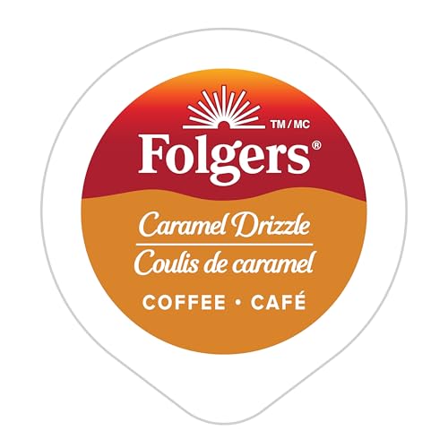 Image of Folgers Caramel Drizzle Flavoured Coffee, Single-Serve K-Cup Pods For Keurig Coffee Makers, 30 Count