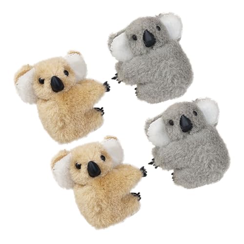 LOORGVEL 4個かわいいコアラデザインのぬいぐるみヘアクリップ点 女の子向けふわふわ爪クリップ 髪に優しい強力グリップ付きキャラクター髪留め