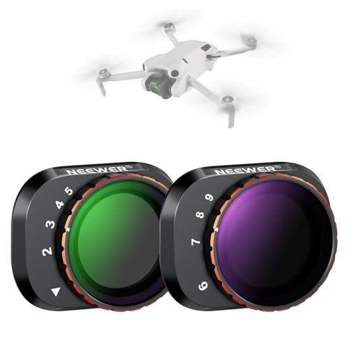 NEEWER Variables ND Filter Set kompatibel mit DJI Mini 4 Pro ND2-32 (1-5 Stop)+ND64-512 (6-9 Stop) Graufilter mehrfach beschichtetes HD Optikglas Drohne Kameraobjektiv Zubehör Luftbildfotografie