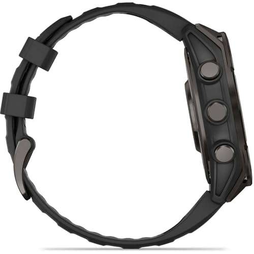 Image of Garmin Fenix 8 47mm AMOLED Sapphire Multisport GPS Smartwatch, Carbon Gray Titanium with Black Silicone Band, 010-02904-20 - Bundle w /Deco Essentials Charging Dock, Dust Cover and USB-C Cable