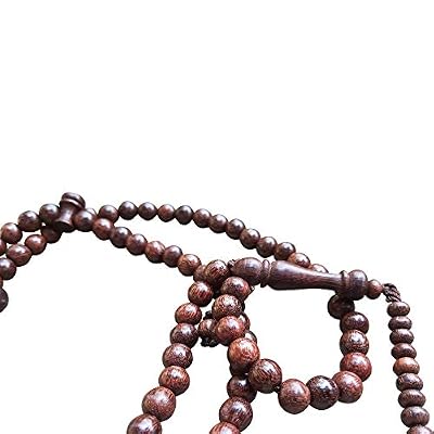 Muslim Rosary Tasbih - 6mm-Bead Dense Tamarind Wood with 99-beads & Counters in GIFT BOX Tasbeeh Sibha Misbaha Subha Islamic Dhikr Beads