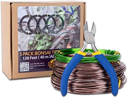 ZELARMAN Bonsai Training Wire Set of 4 - Total 128 Feet(32 Feet Each Size) 3 Size - 1.0MM,1.5MM,2.0MM - Corrosion and Rust Resistant (with Bonsai Wire Cutter)