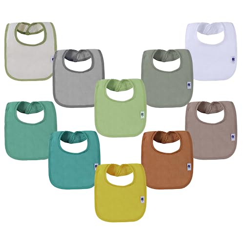 Image of SPINFOX Waterproof Baby Bibs for Girls, Boy, Unisex Drool Bib Cotton Solid Knit Infant Feeding Bibs