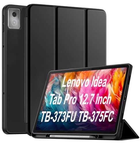 Image of TGK Case for Lenovo Idea Tab Pro 12.7 Inch 2025 TB-373FU TB-375FC Tablet Trifold Smart Stand Cover (Black)