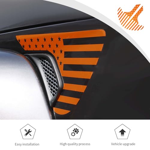 Image of JWWY Side Fender Vent Sticker US Flag Decals Vinyl Sticker Compatible with Jeep Wrangler JL JLU Gladiator JT 4xe 2025-2018 2pcsOrange