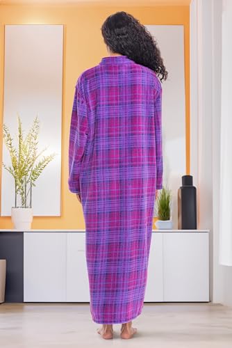 Image of Alexander Del Rossa Long Zip Up Robes, Plush Zipper Robes for Plus Size, Housecoats Zipper Front